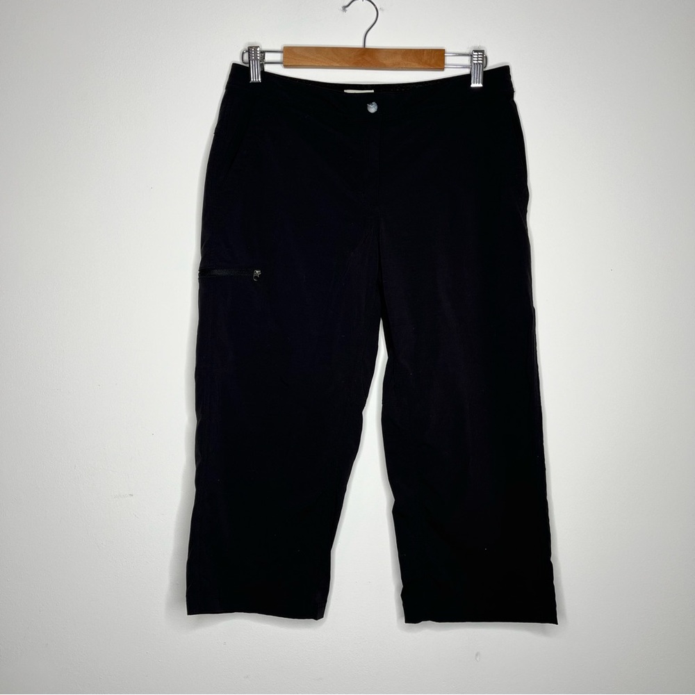 L.L. Bean Size 10 Regular Black Nylon Spandex Cargo Capri Pants Outdoor Hiking
